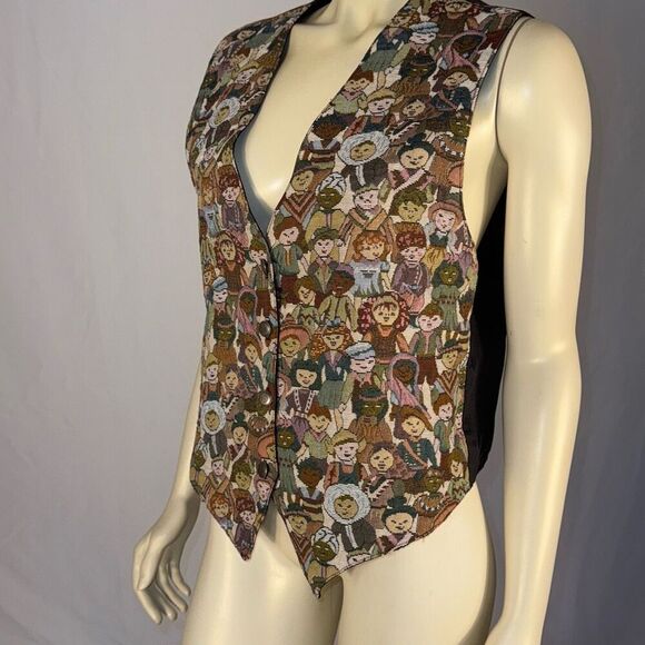 Vintage CLIO International Children Tapestry Vest Womens Size Large - Picture 9 of 13